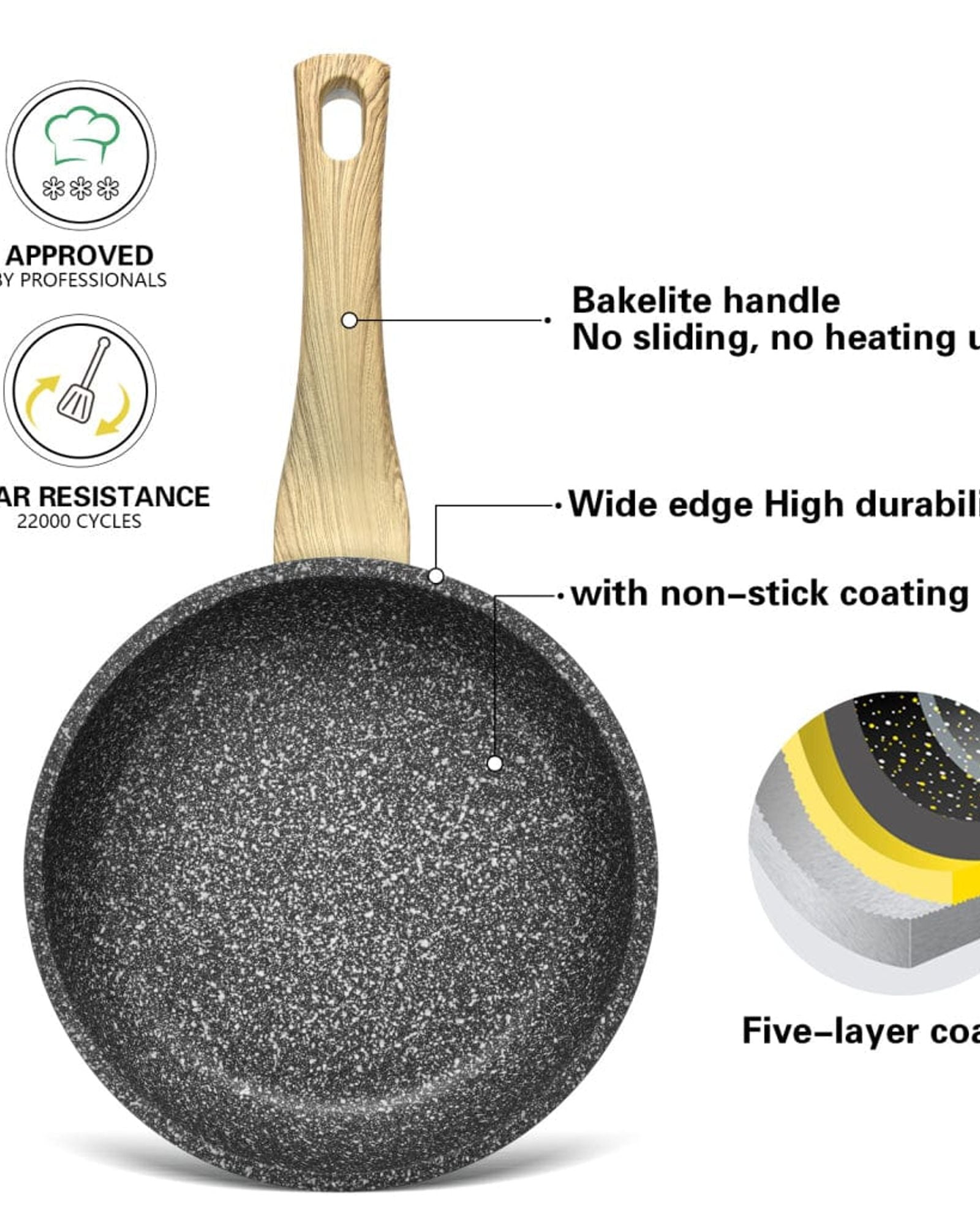 Fissman Non Stick Deep Frying Pan Black/Beige 26x5.7cm