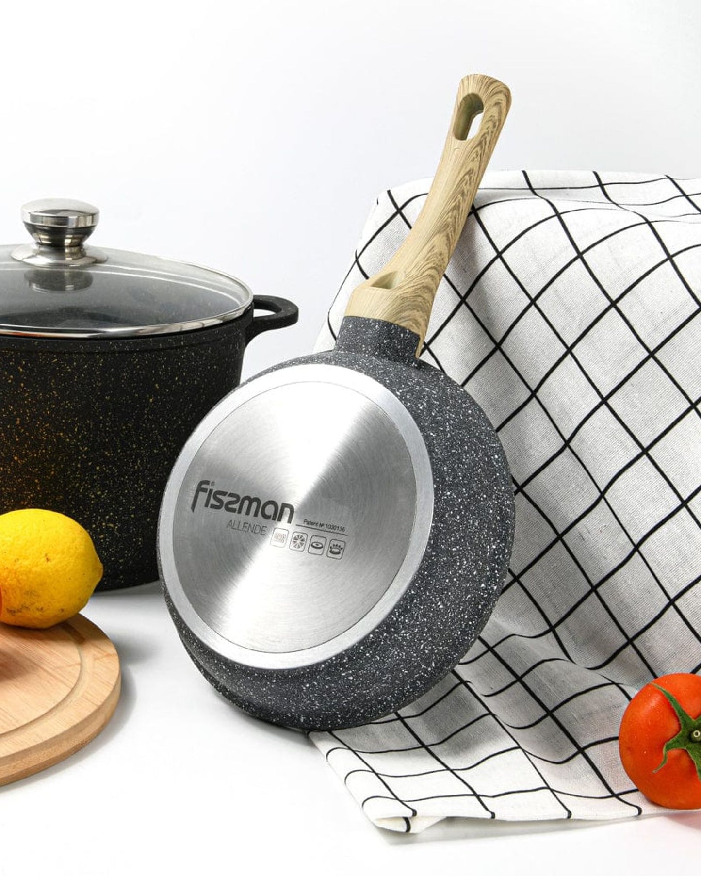 Fissman Deep Frying Pan Black/Beige 26cm