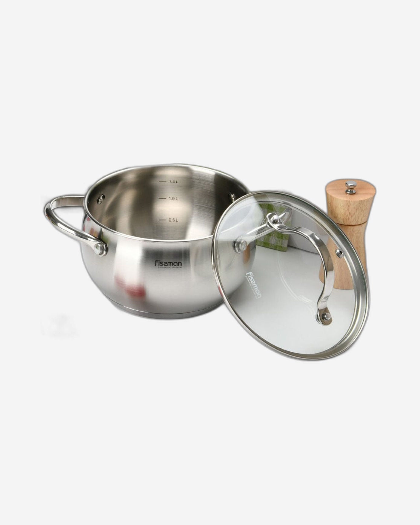 Fissman Stockpot with Glass Lid Martinez Series Satinless Steel Silver 24x13cm/5.9LTR