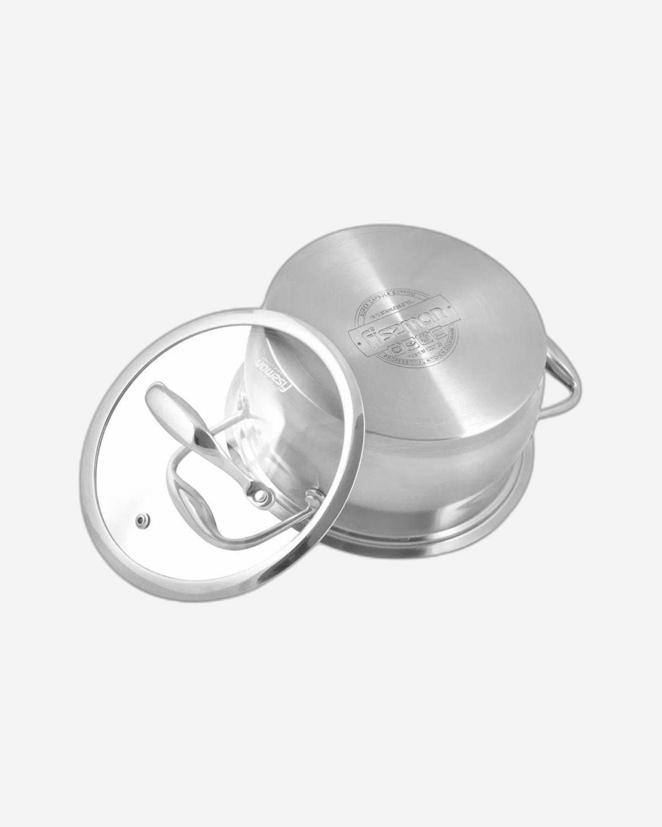 Fissman Stainless Steel Casserole with Glass Lid Silver 18x10cm