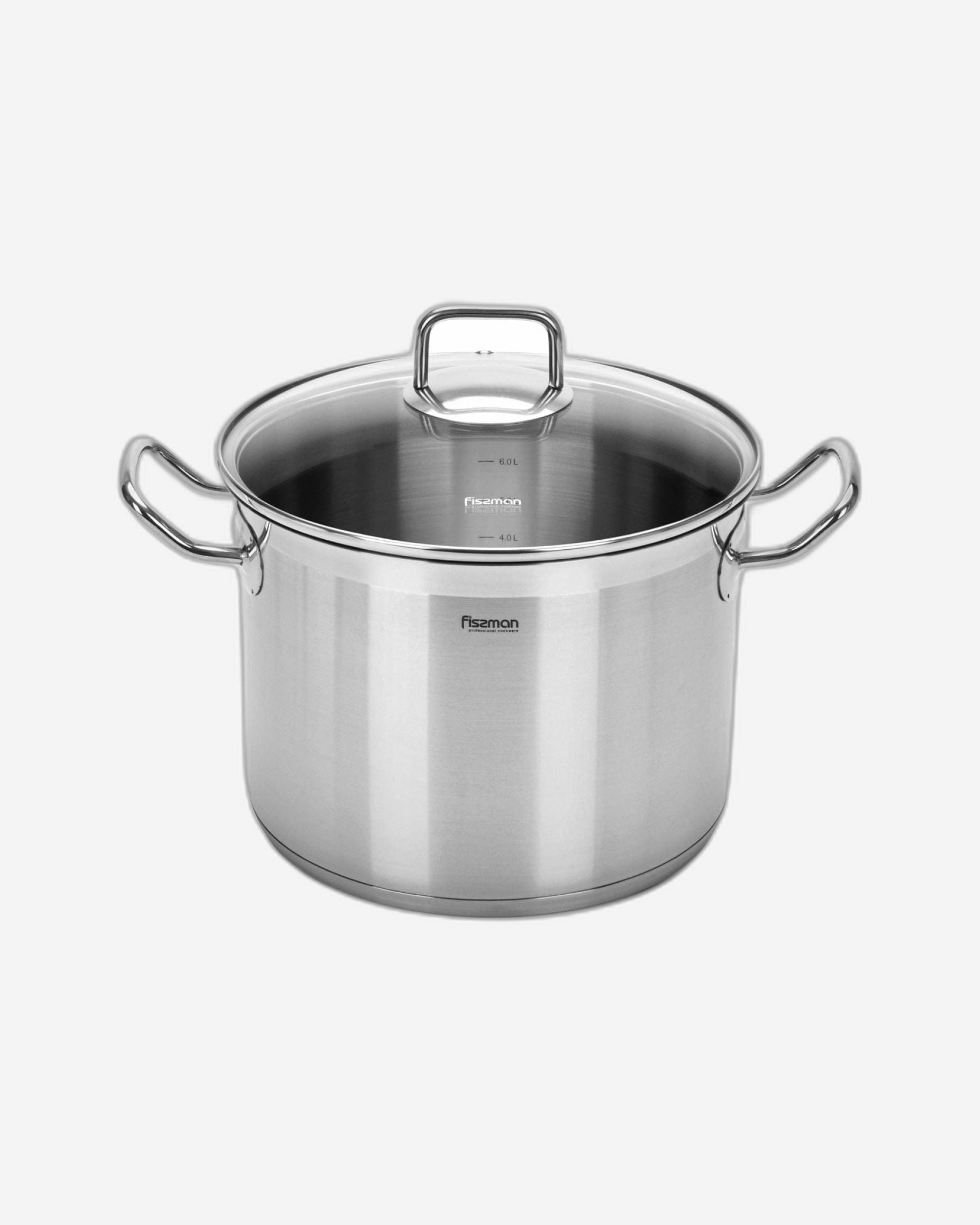 Fissman Stockpot With Glass Lid Tahara Series Stainless Steel Silver/Clear 24x18cm/8.1Liters