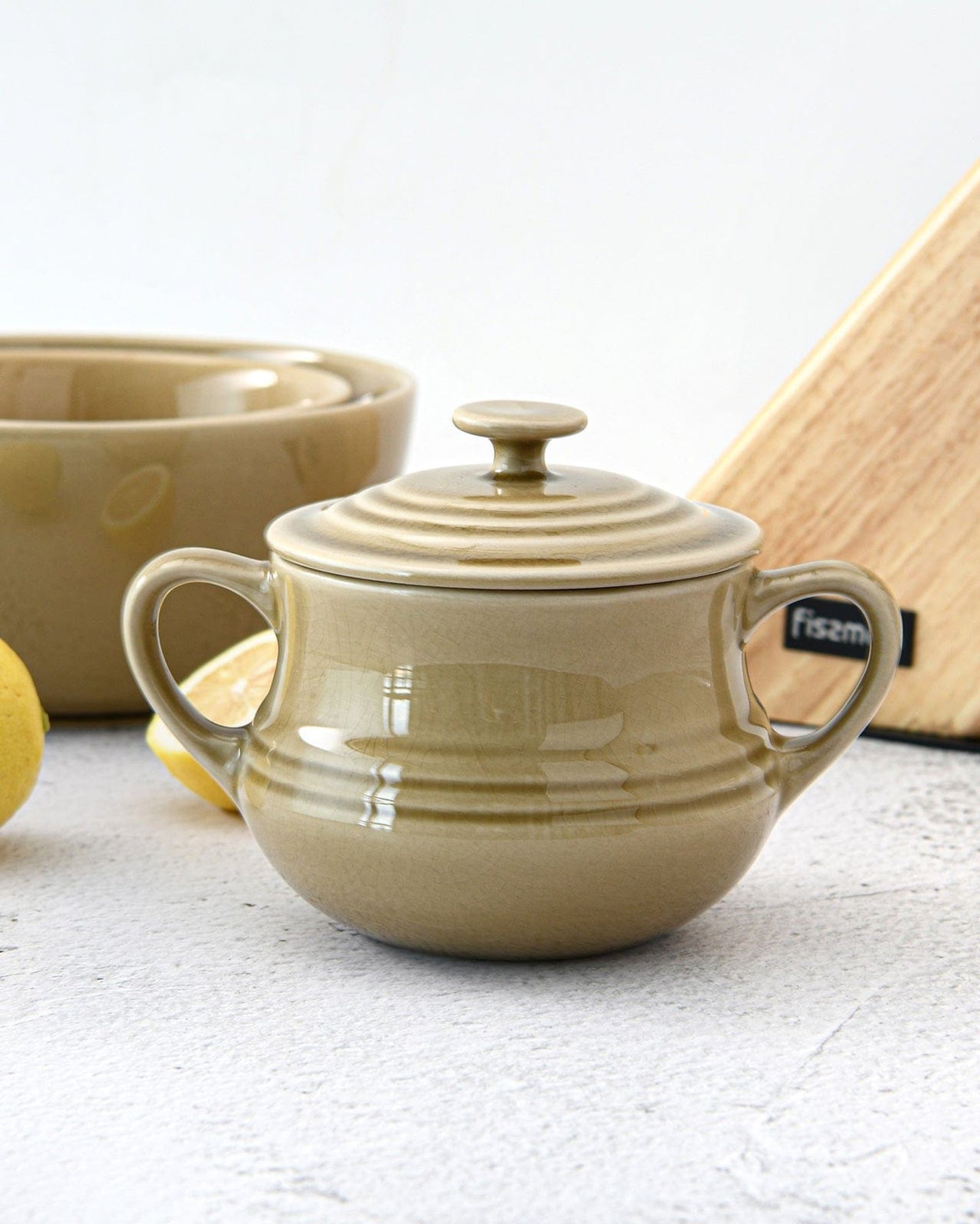 Fissman Sugar Bowl Ceramic Brown 450ml