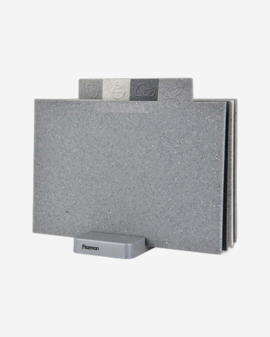 Fissman 5-Piece Index Cutting Board Set Four Chopping Board And One Stand Multicolor 29cm