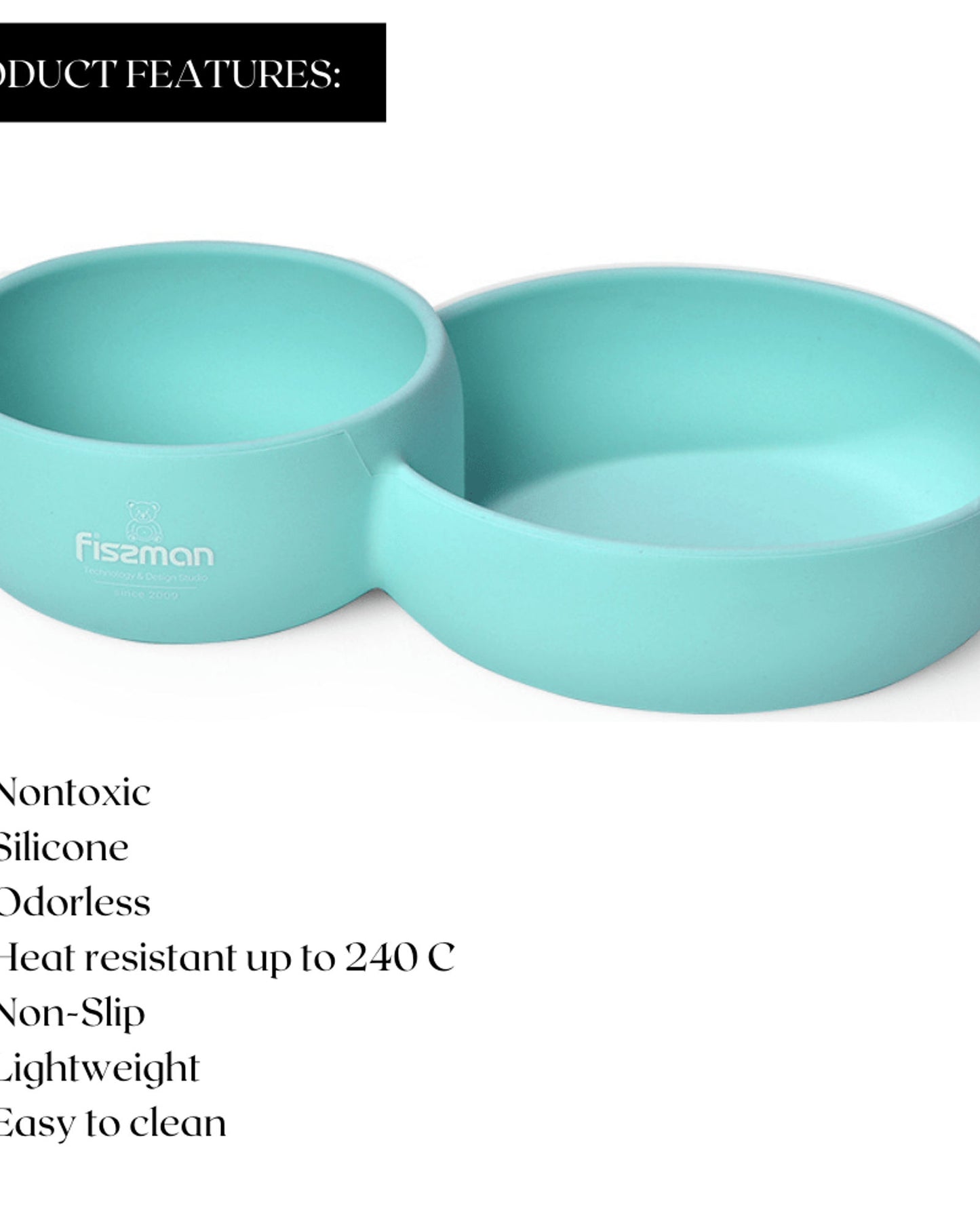 Fissman Deep Bowl With Divided Two Sides Mint Green 580ml