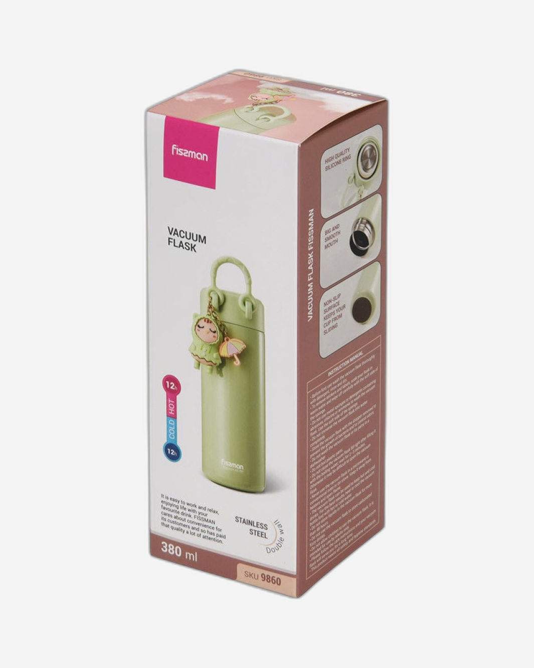 Fissman Double Wall Vacuum Flask 380ml Green (Stainless Steel)