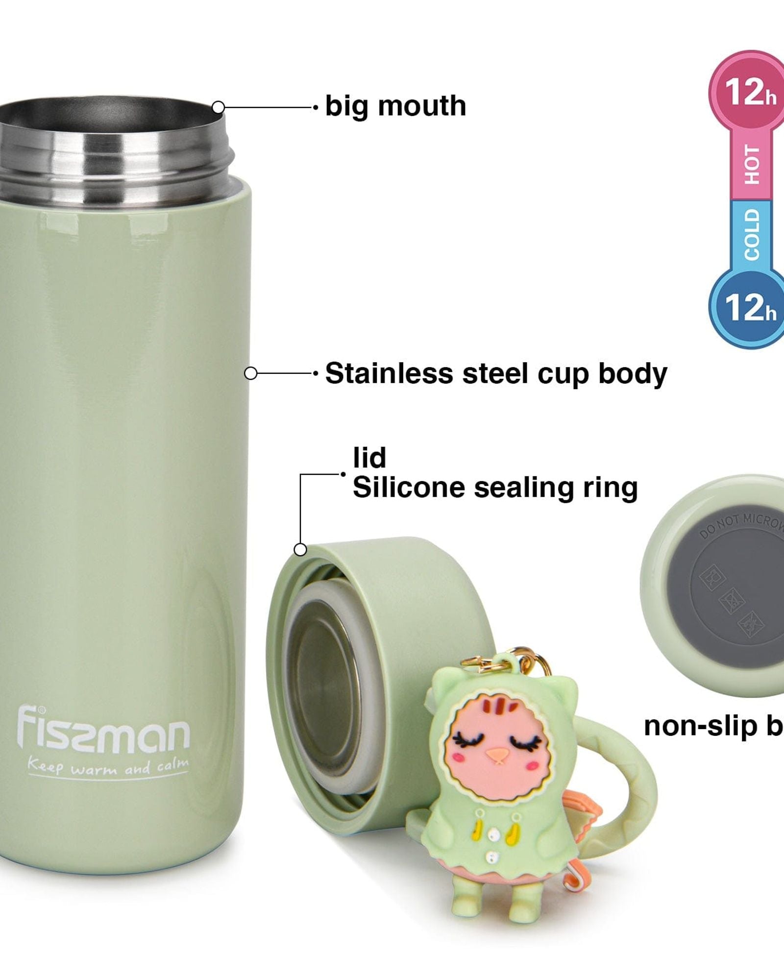 Fissman Double Wall Vacuum Flask 380ml Green (Stainless Steel)