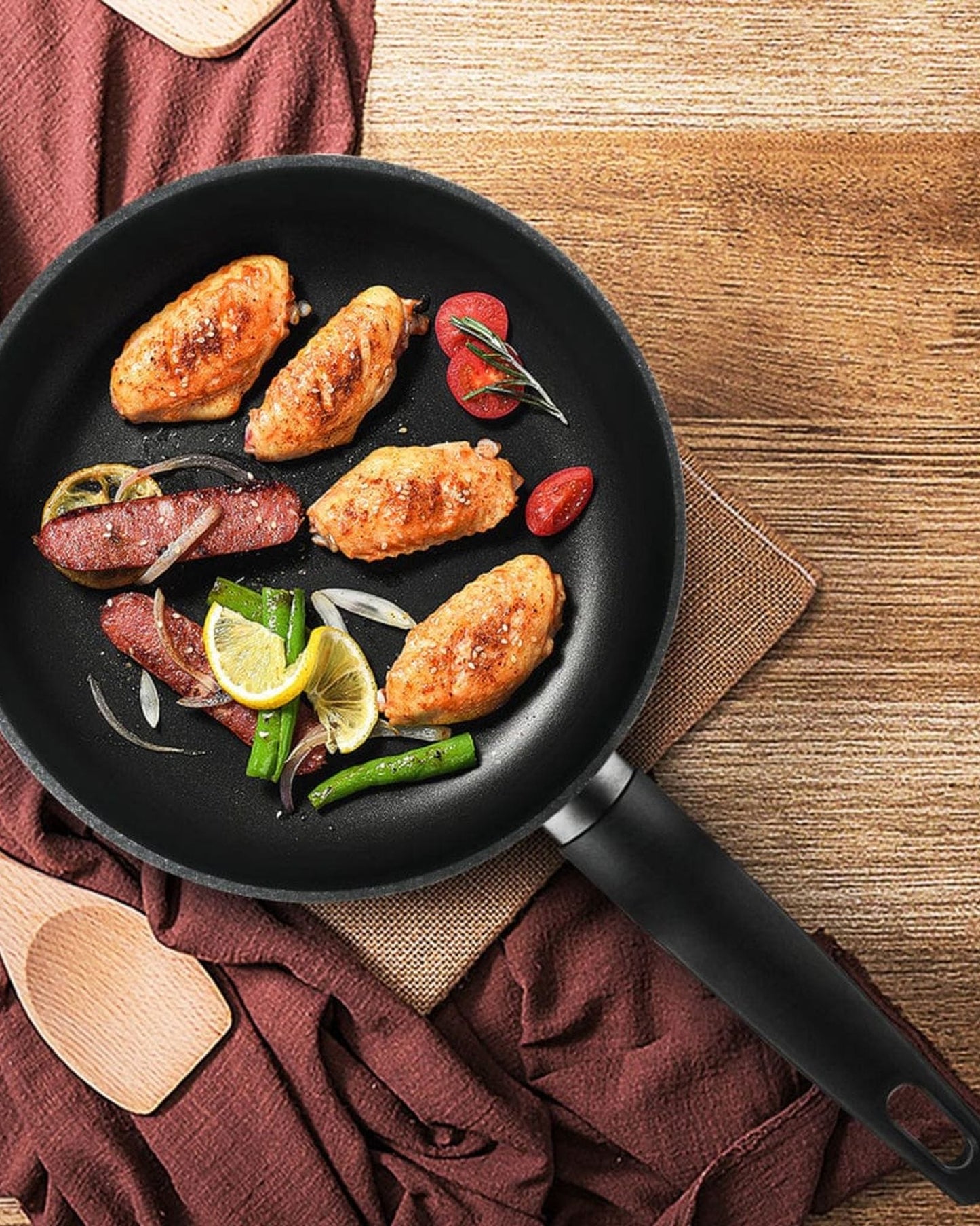 Fissman Deep Frying Pan Double Black 24cm