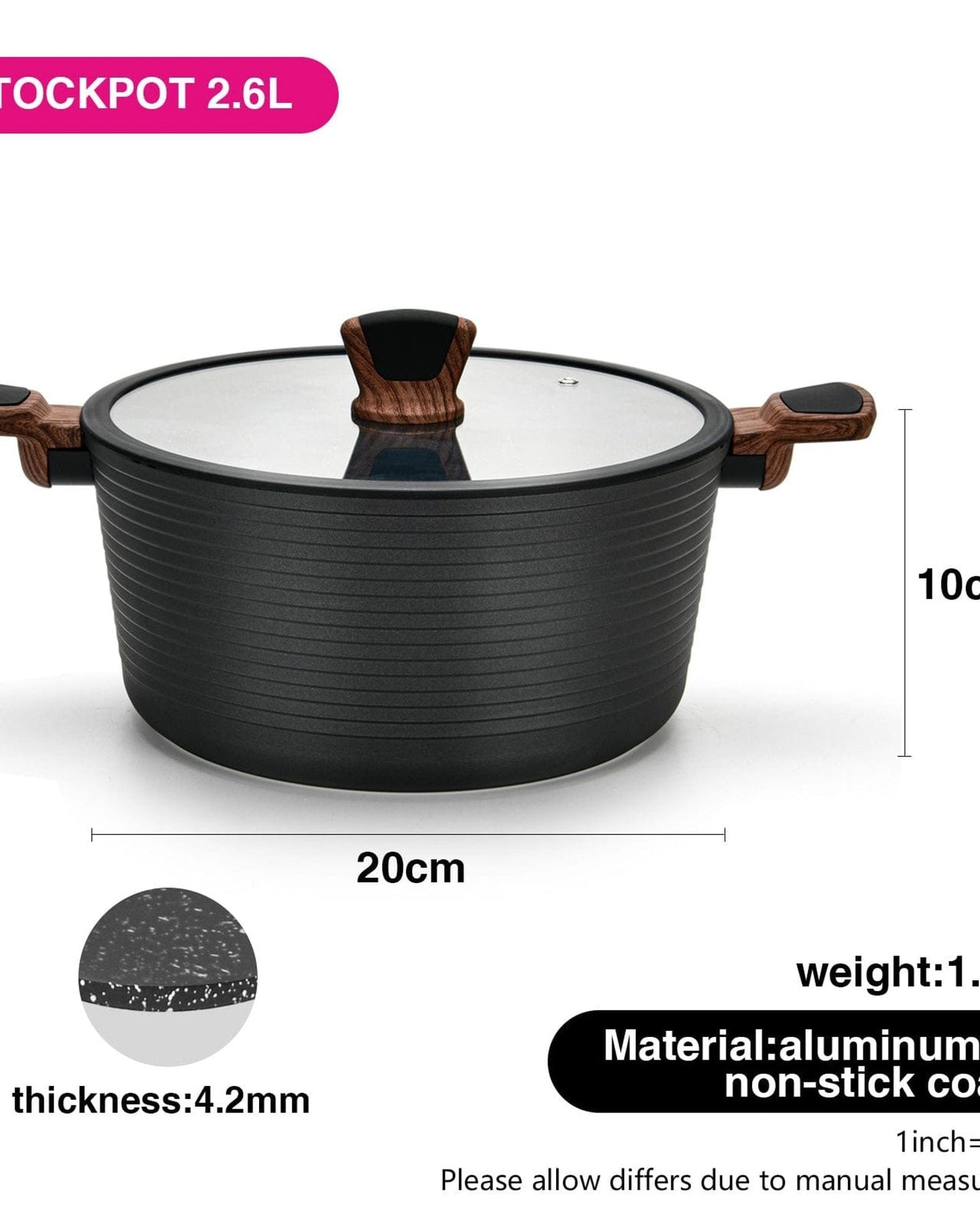 Fissman Stockpot Diamond Aluminum Black/Brown 20cm