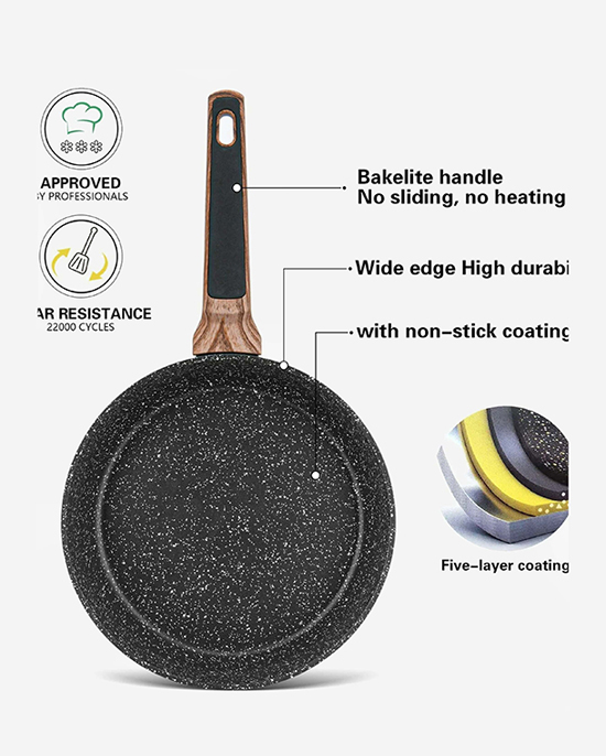 Fissman Deep Frying Pan Diamond Series Series Aluminum With Induction Bottom And Professional Non Stick Coating Greblon C3+ Black 28x7.5cm