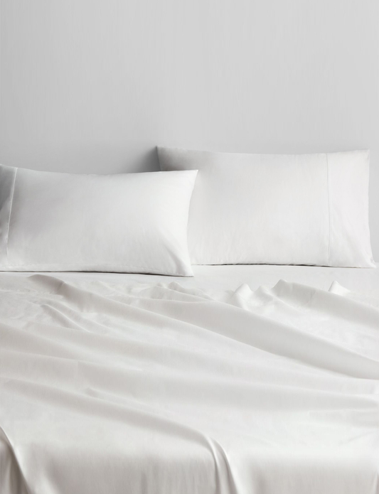 Sheridan 500 TC Cotton Sateen Plain Dyed King Pillowcases Pair Snow