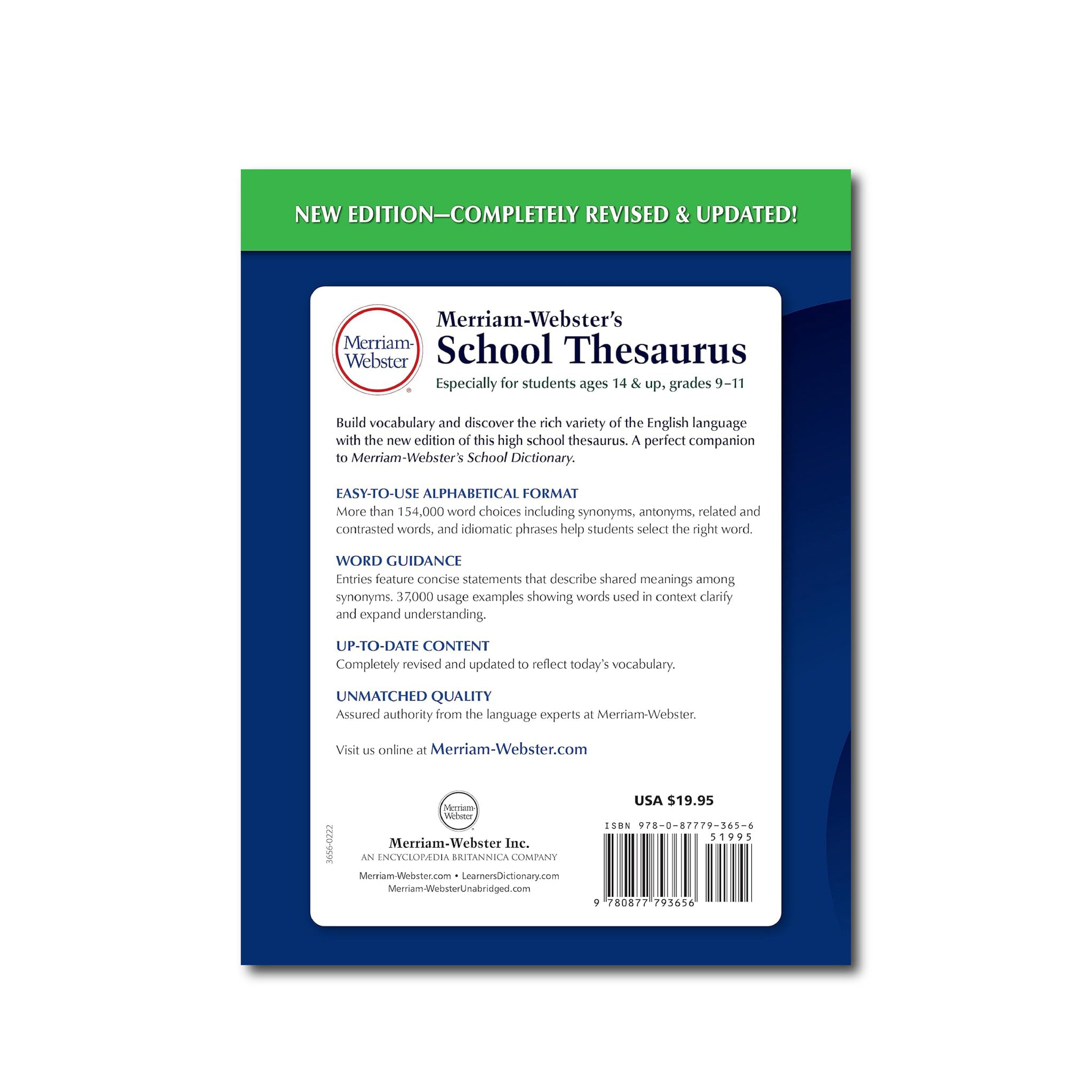 Merriam-Webster's School Thesaurus : Designed for Students Aged 14+