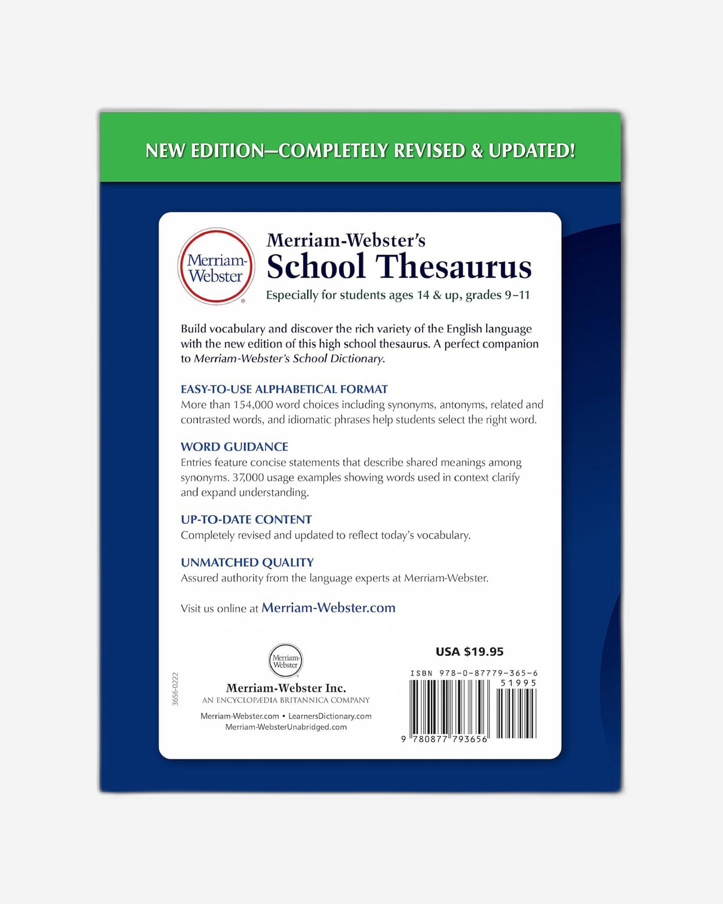 Merriam-Webster's School Thesaurus : Designed for Students Aged 14+