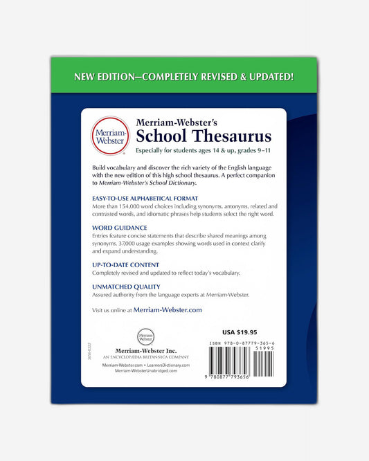 Merriam-Webster's School Thesaurus : Designed for Students Aged 14+