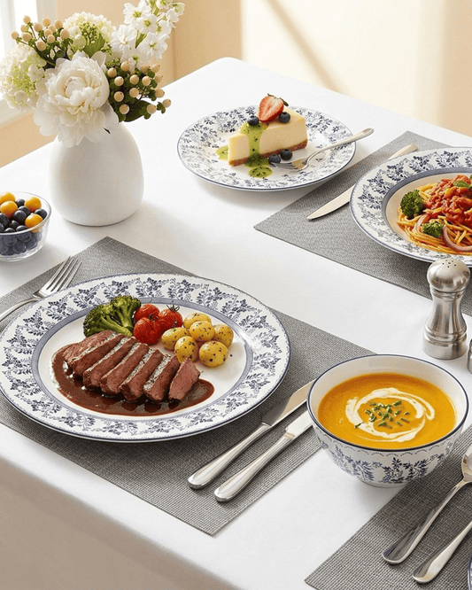 Shallow ROSA Porcelain Dinner Set 12 pcs