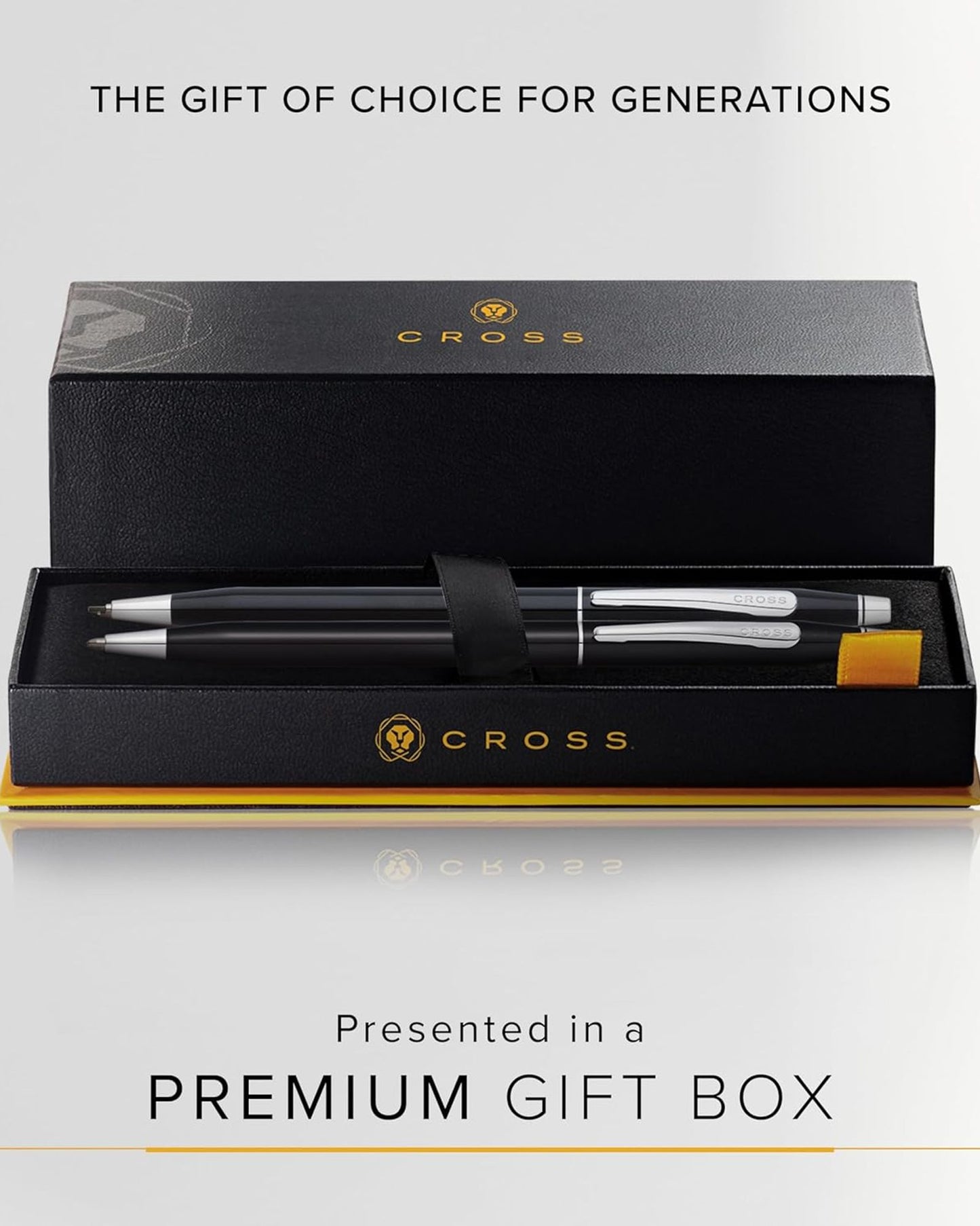Cross Classic Century® Black Lacquer With Polished Chrome Appointments Ballpoint Pen And 0.7Mm Pencil Set - AT0081-77