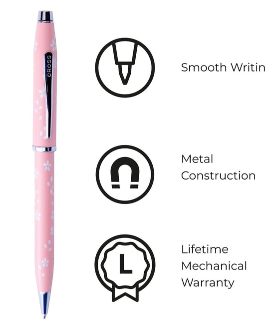Cross Century Ii Cherry Blossom High Glossy Pink Lacquer With Polished Chrome Appointments Ballpoint Pen - AT0082-162