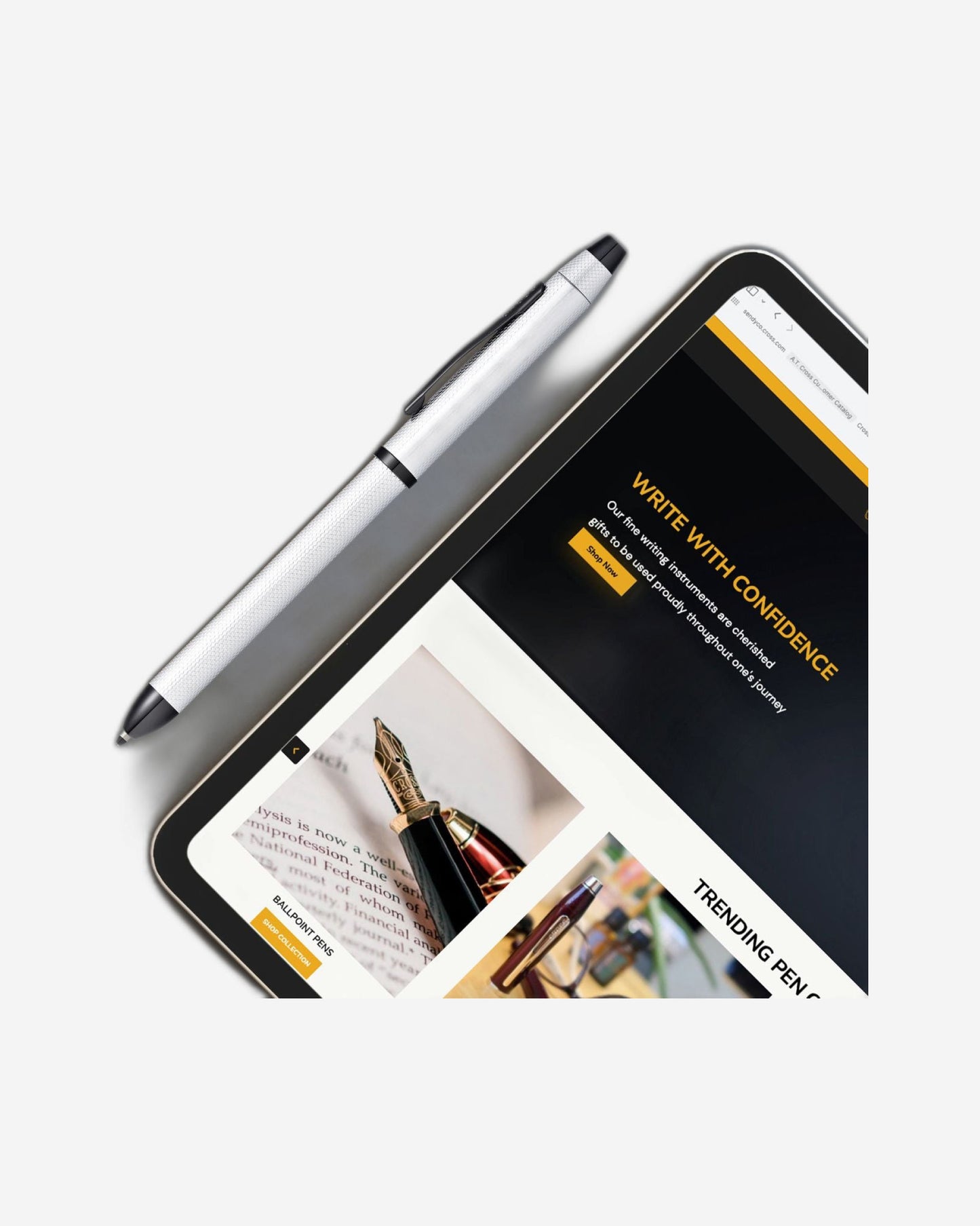 Cross Tech3+ Multi Function Pen. Brushed Chrome With Engraved Engine-Turned Diamond-Pattern Finish With Black Pvd Appointments, 0.5Mm Lead And Optional Stylus. - AT0090-21