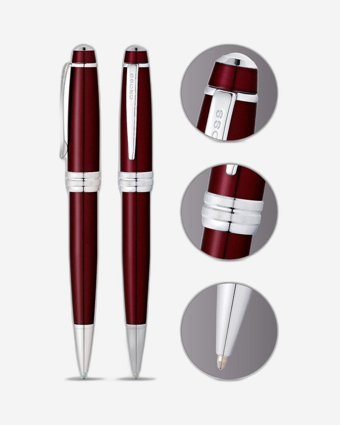 Cross Bailey™ Red Lacquer With Polished Chrome Appointments Ballpoint Pen - AT0452-8