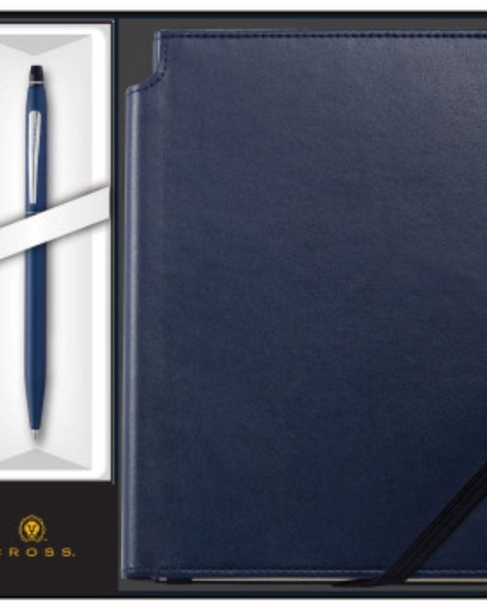 Cross Click Black Lacquer Ballpoint Pen With Midnight Blue Journal