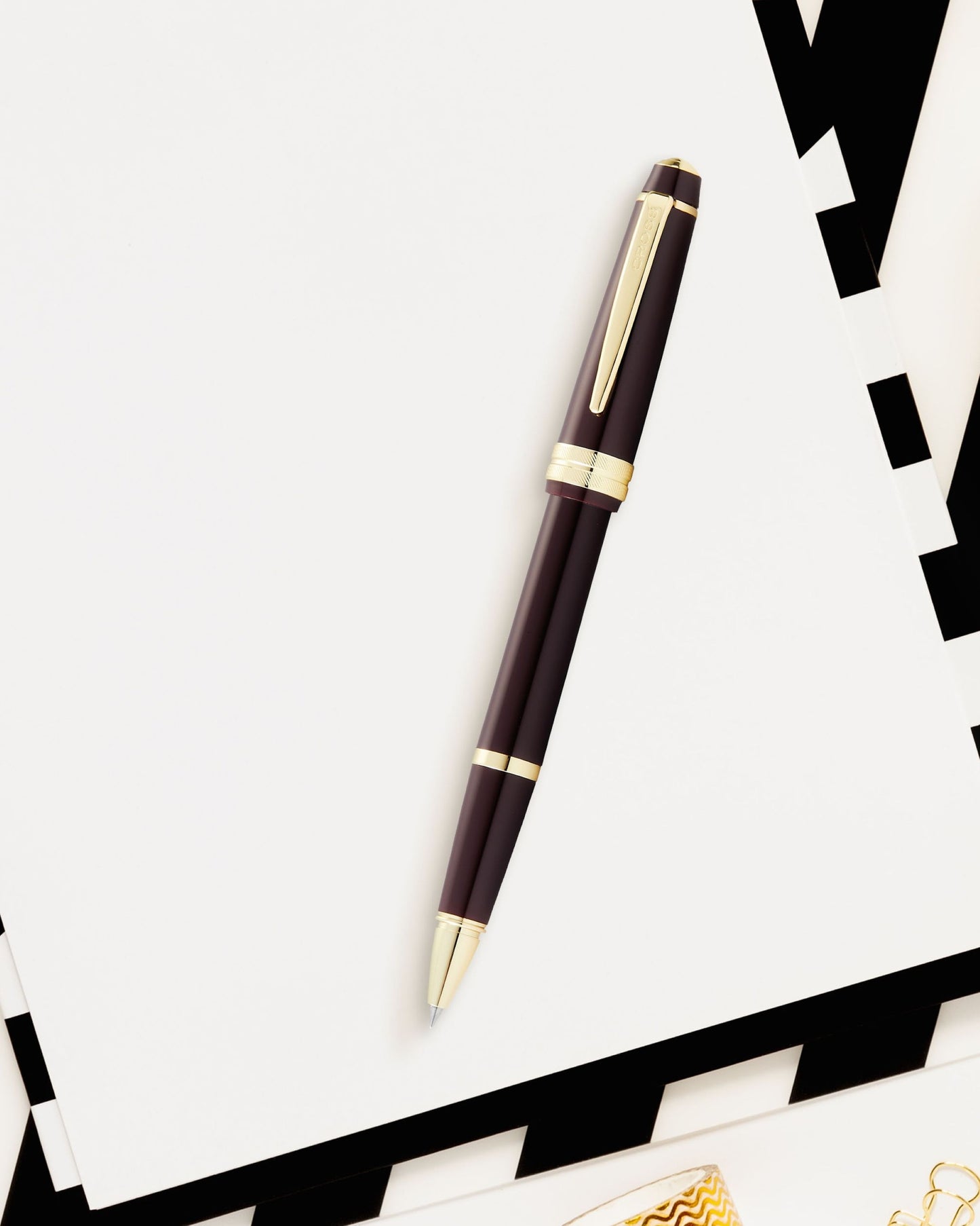 Cross Bailey Light™ Polished Burgundy Resin And Gold Tone Fine-Tip Rollerball Pen