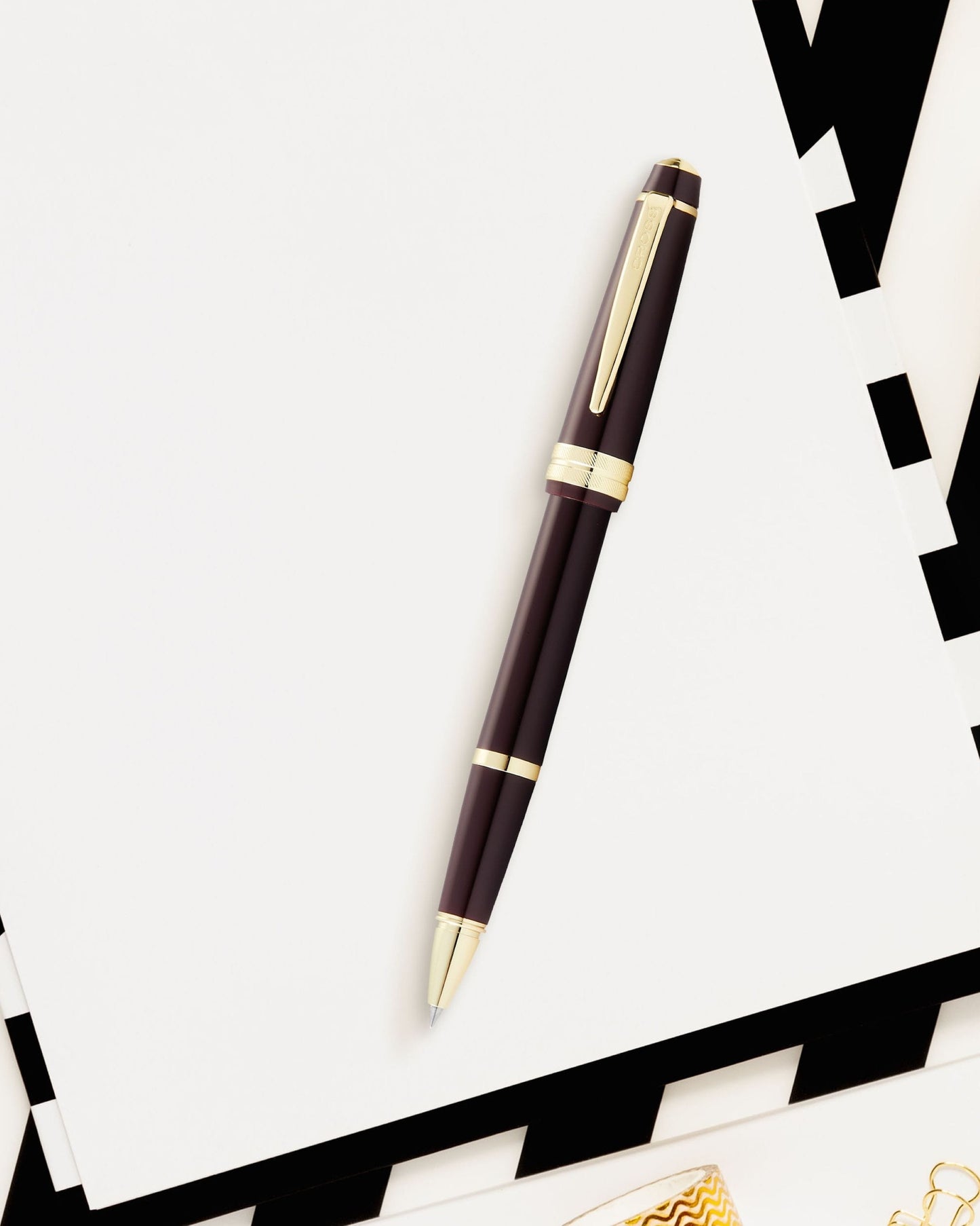 Cross Bailey Light™ Polished Burgundy Resin And Gold Tone Fine-Tip Rollerball Pen