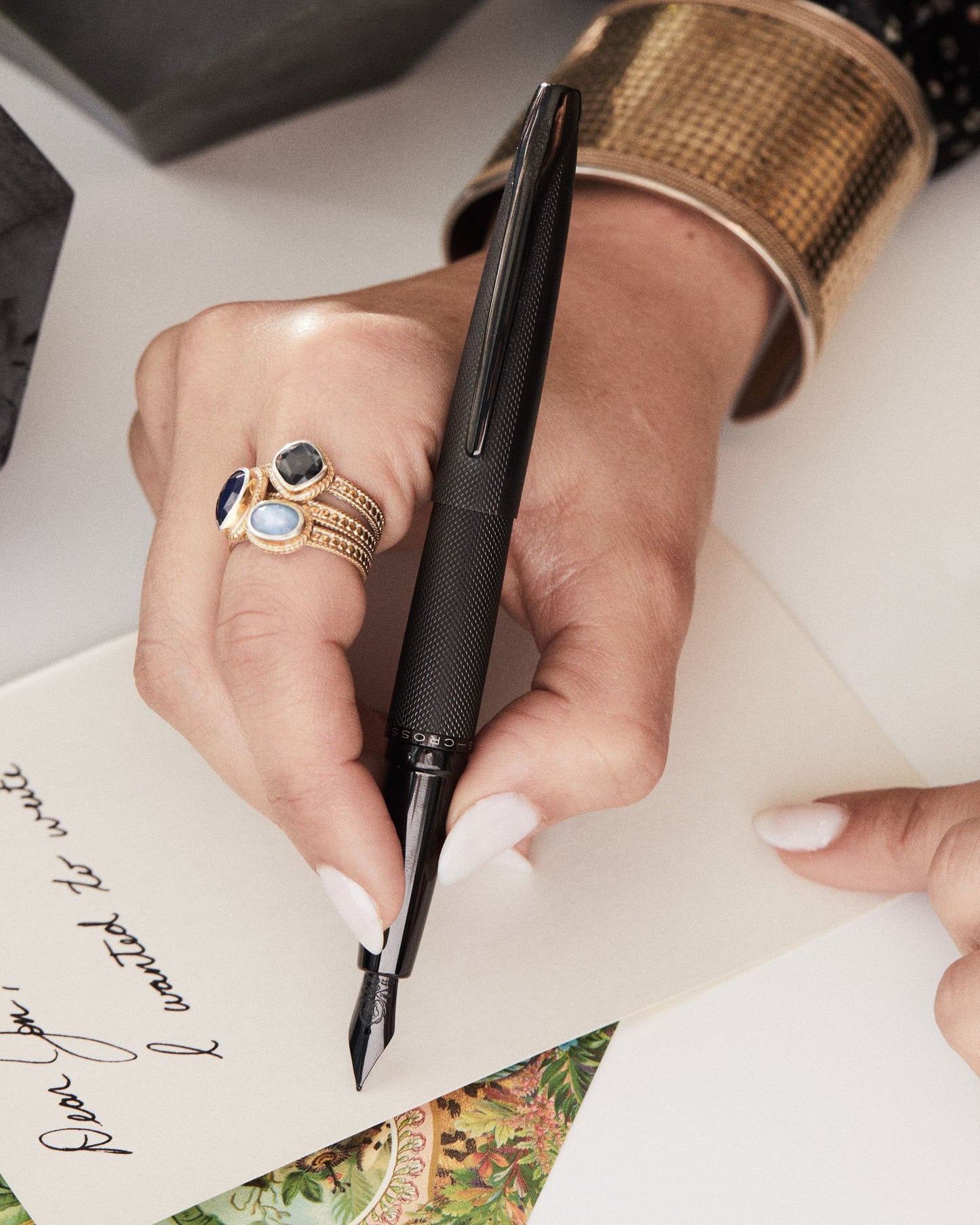 Cross Atx® Brushed Black DiamondPattern Engraving Fountain Pen