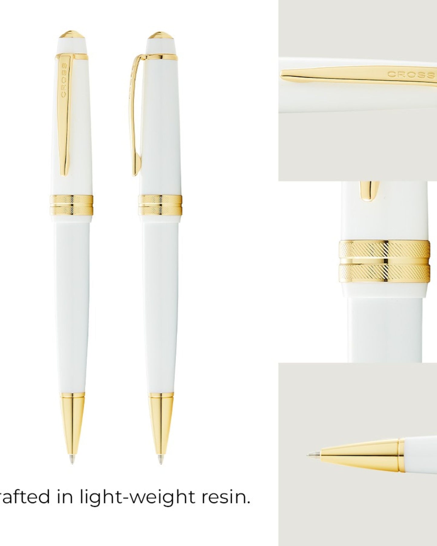 Cross Bailey Light™ Polished White Resin And Gold Tone Fine-Tip Ballpoint Pen