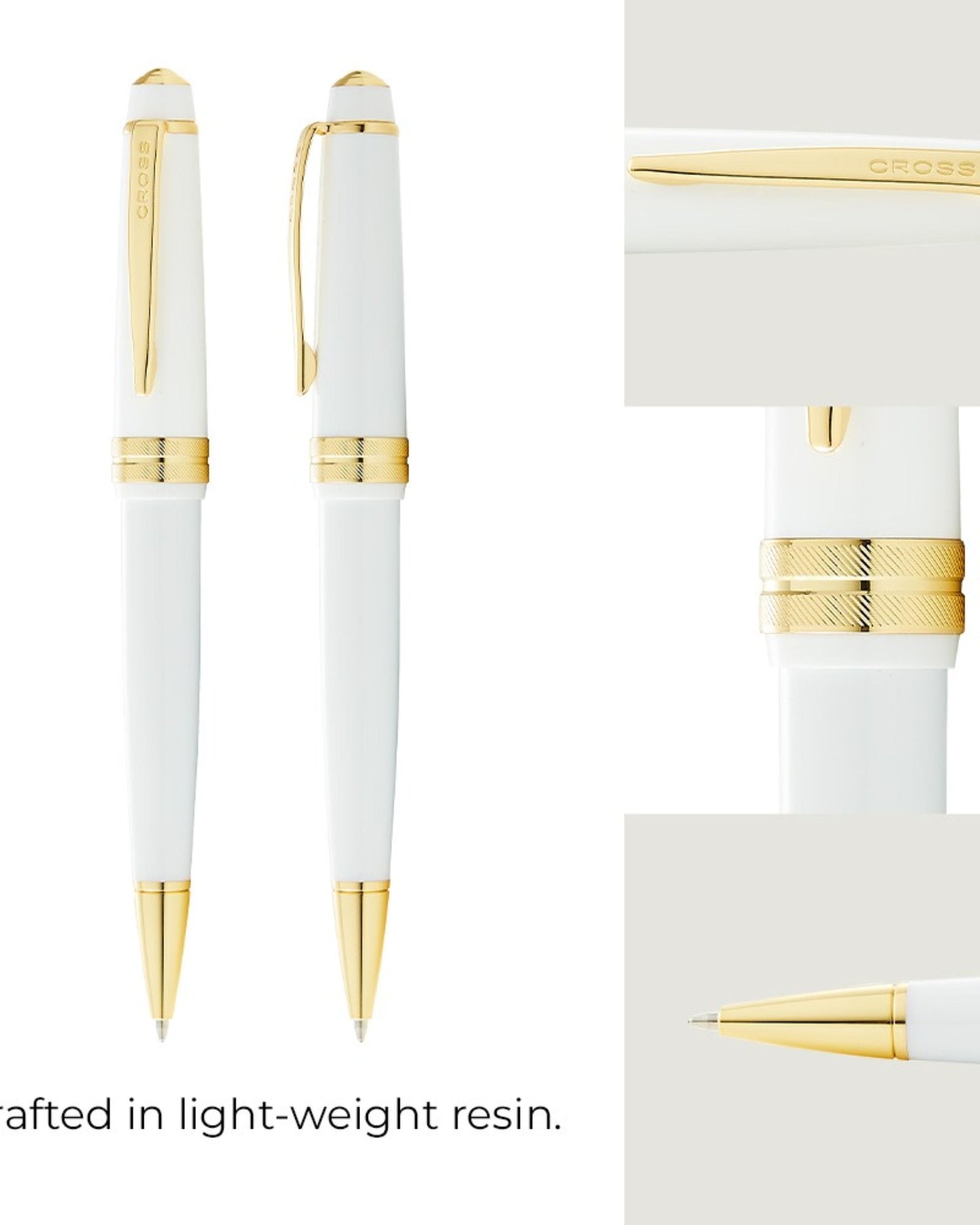 Cross Bailey Light™ Polished White Resin And Gold Tone Fine-Tip Ballpoint Pen
