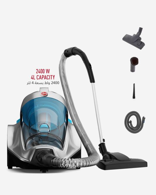 Hoover Power 7 Canister Vacuum Cleaner, HEPA Filtration, Bagless, 4 L, Blue/Silver – HC84-P7A-ME (ESMA Certified)
