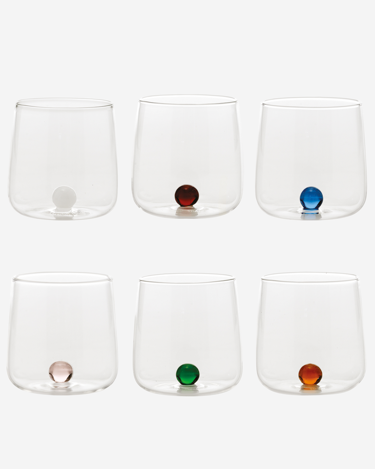 Zafferano Bilia Tumbler Transparent Ball White Set 6