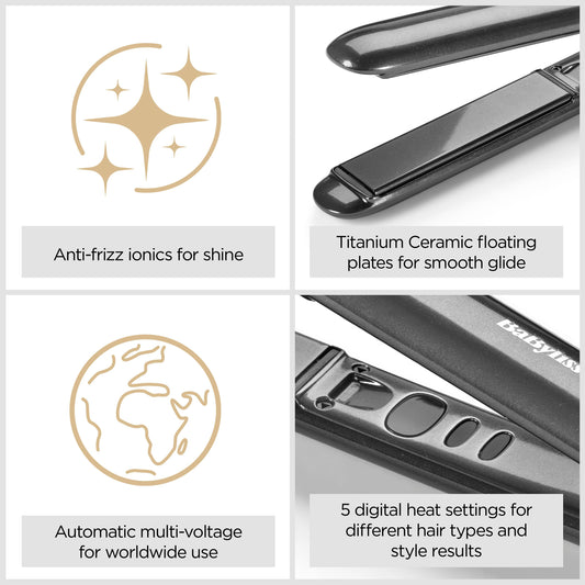 BaByliss Titanium Shine Hair Straightener with Smooth Plates