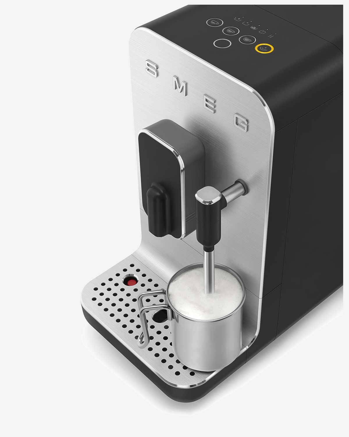 SMEG Bean to Cup Coffee Machine with Milk Frother & Double Drip Tray - BCC12BLMUK