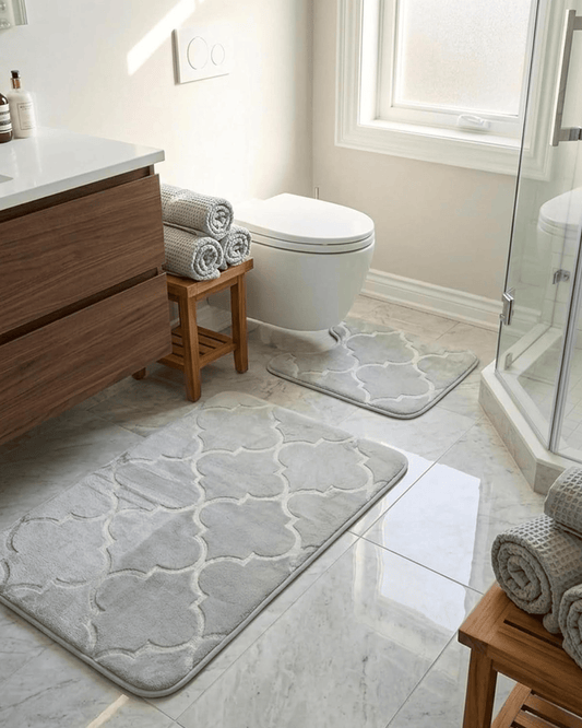 Cuisine Art Memory Foam Bathroom Mat Set (2 Pcs) Grey