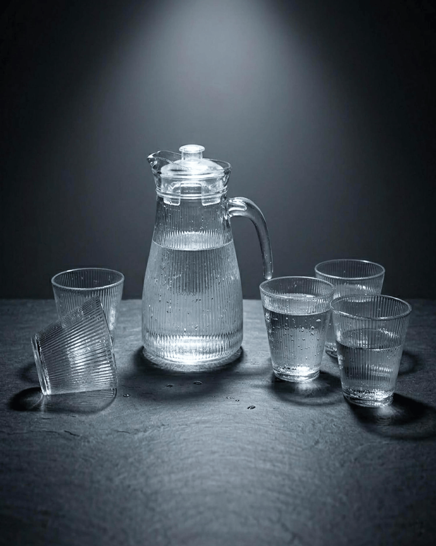 Cuisine Art Ribbed Glass 1.2 L Water Jug & Tumbler Set