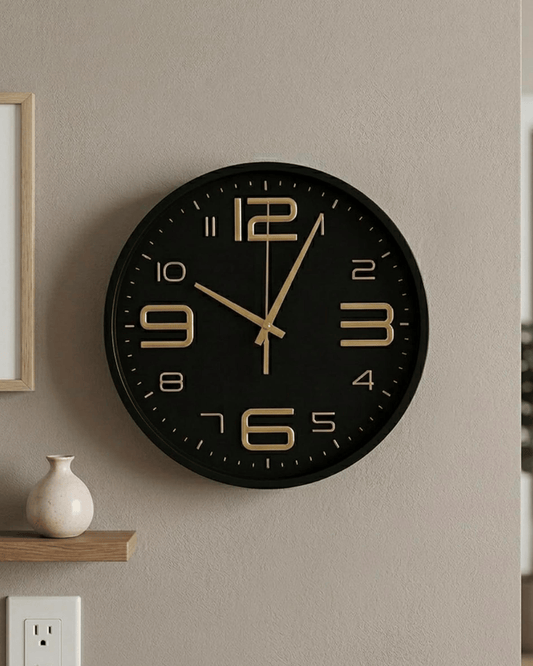 Cuisine Art Round Wall Clock 25 cm Black