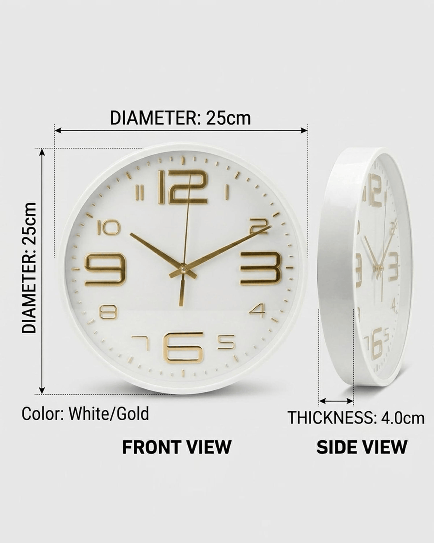 Cuisine Art Round Wall Clock 25 cm White