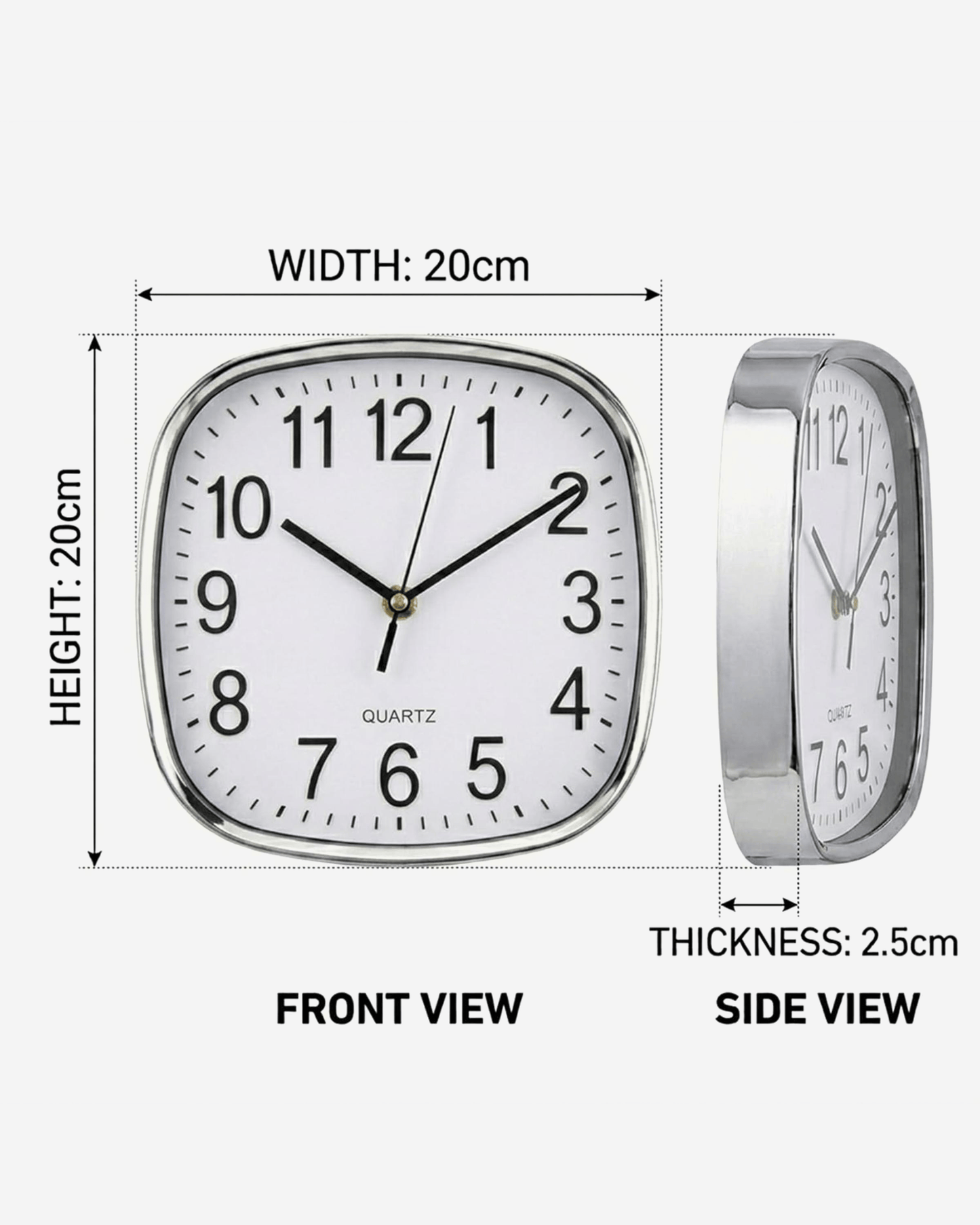 Cuisine Art Square Wall Clock 20 cm White