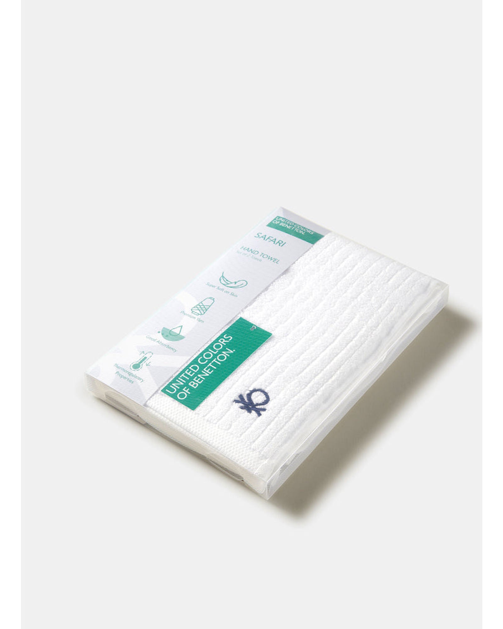 United Colors of Benetton Safari White Hand Towel (set of 2) 450 GSM