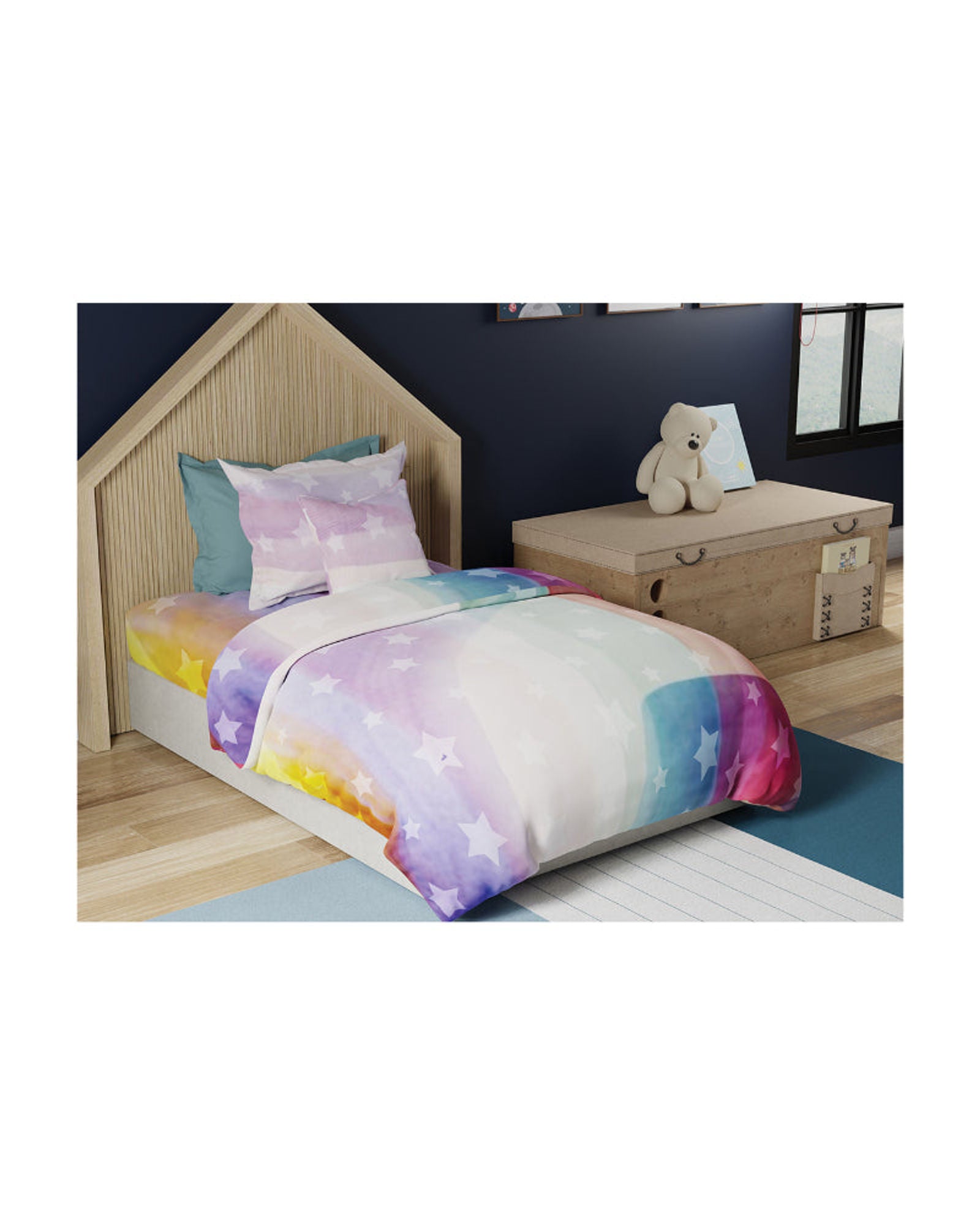 United Colors of Benetton Kids 210 TC Bedsheet with 1 Pillow cover Peach