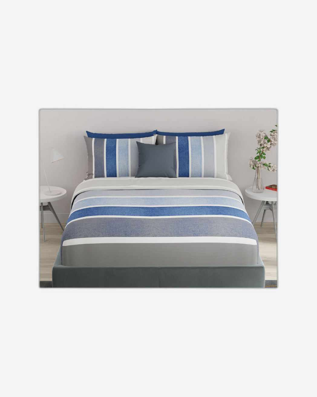 United colors of Benetton Rainbow Navy 210 TC Fitted sheet with 2 pillow covers