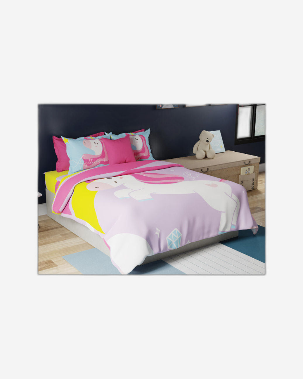 United Colors of Benetton Kids 210 TC King Bedsheet with 2 Pillow covers Lavender