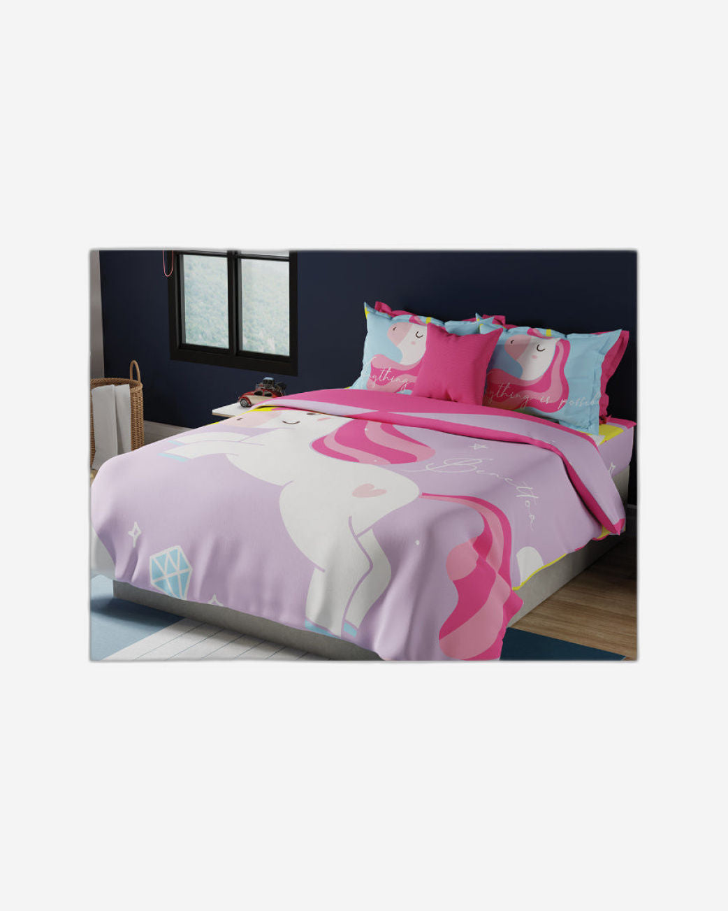 United Colors of Benetton Kids 210 TC King Bedsheet with 2 Pillow covers Lavender