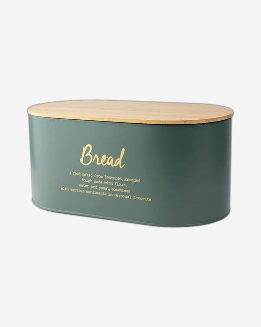Cuisine Art EARL Bread Box with Bamboo Lid Premium Bread Storage Container - Classic Bread Bin - Elegant Bread Organizer - Airtight Bread Preservation - Large Bread Tin - 34x18x15cm Dash Green