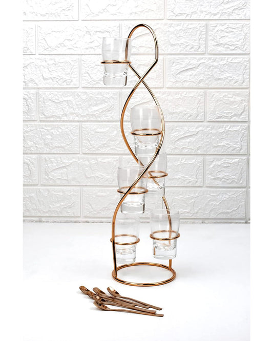 Cuisine Art Dessert Set Tower 6Pc Rose Gold