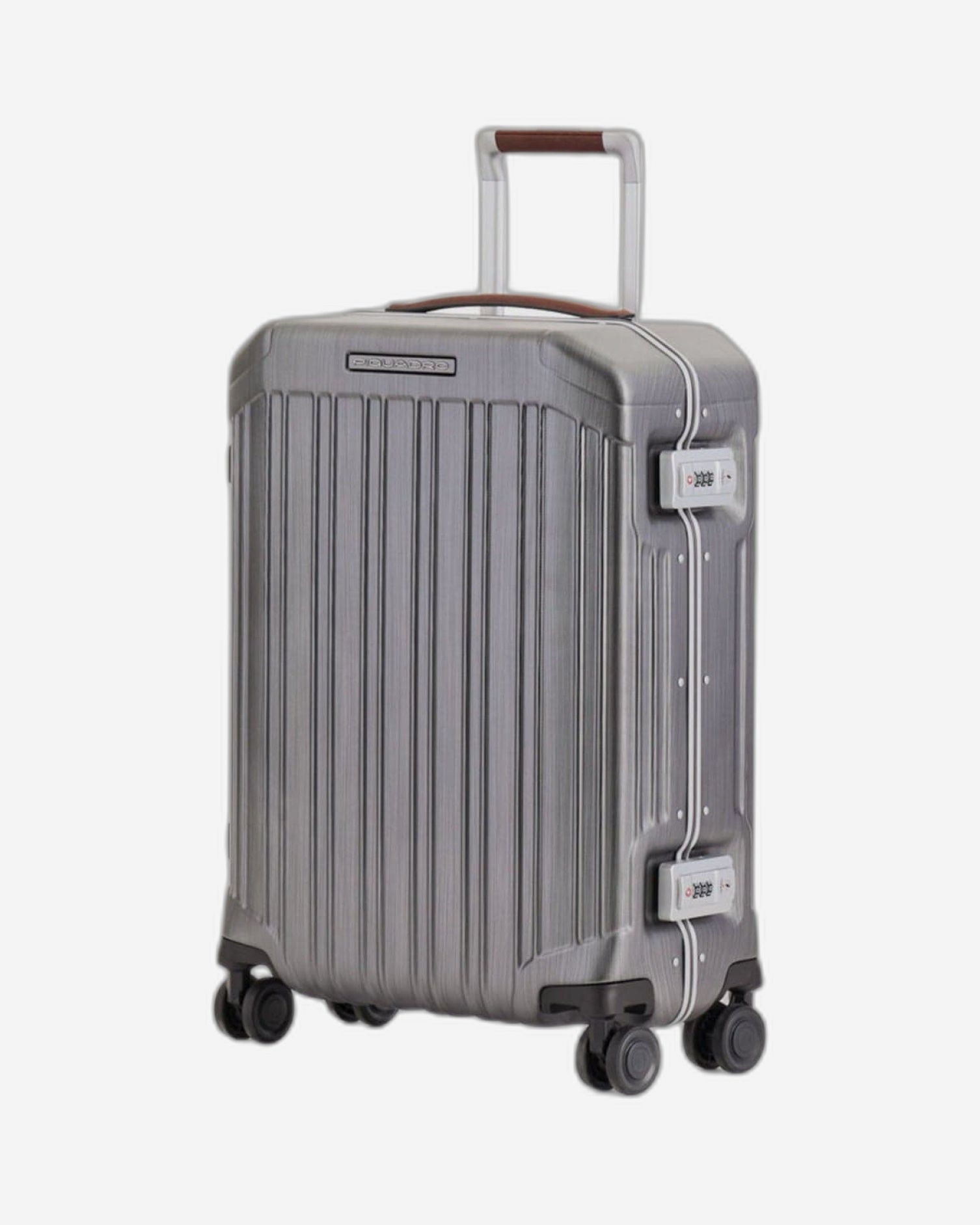 Piquadro Pqlm-Frame 55Cm Ultra Slim Hardcase Cabin Luggage Trolley Black / Light Brown - Bv4425Pqlm/Ncu