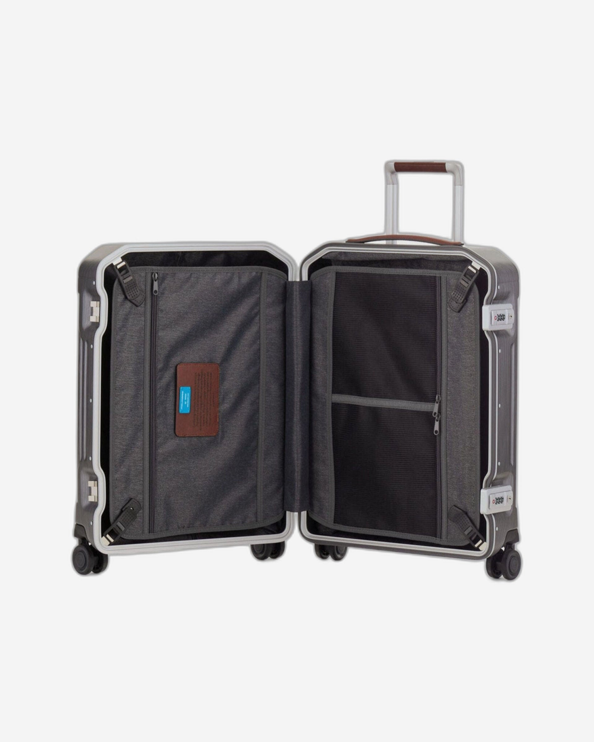 Piquadro Pqlm-Frame 55Cm Ultra Slim Hardcase Cabin Luggage Trolley Black / Light Brown - Bv4425Pqlm/Ncu