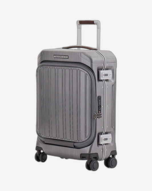 Piquadro Pqlm-Frame 55Cm Fast-Check With Compute Holder Hardcase 4 Double Wheel Cabin Luggage Trolley Black / Light Brown - Bv4426Pqlm/Ncu