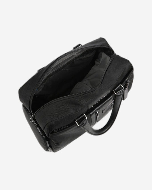 Piquadro Brief Duffel Bag in Recycled Fabric with Shoe Compartment Black
