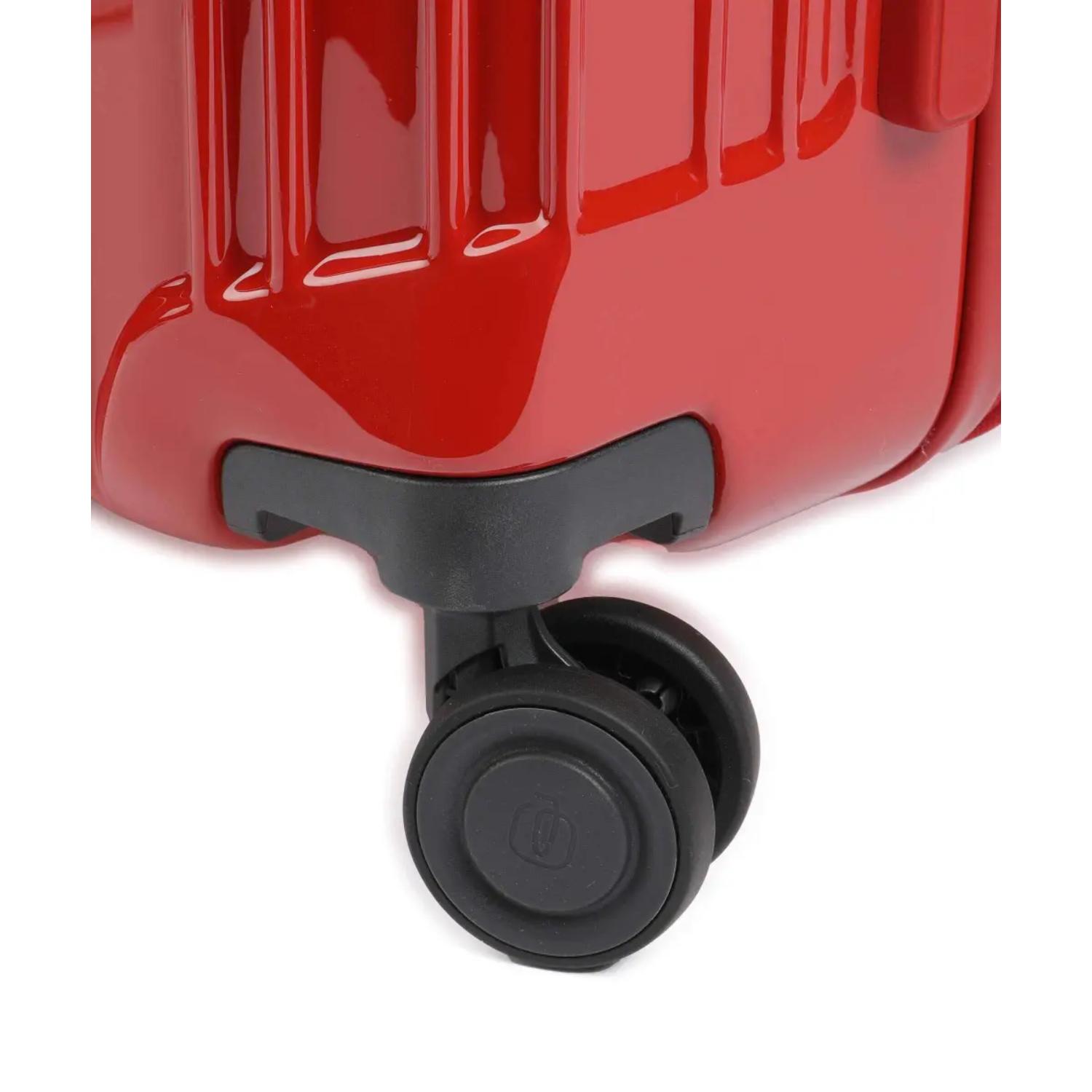 Piquadro Pq-Light Medium Size Expandable Trolley With 4 Wheels In Polycarbonate Red