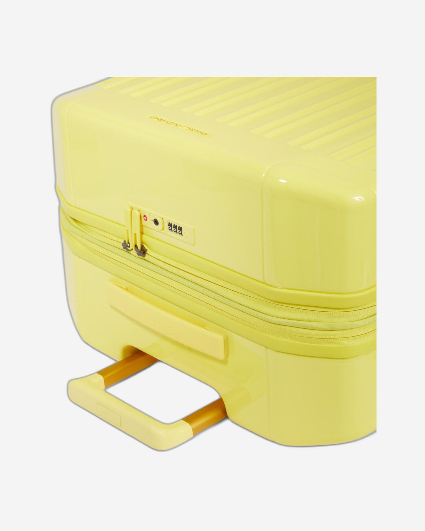 Piquadro Pq-Light Medium Size Expandable Trolley With 4 Wheels In Polycarbonate Yellow